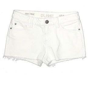 DL1961 White Denim Frayed Shorts
